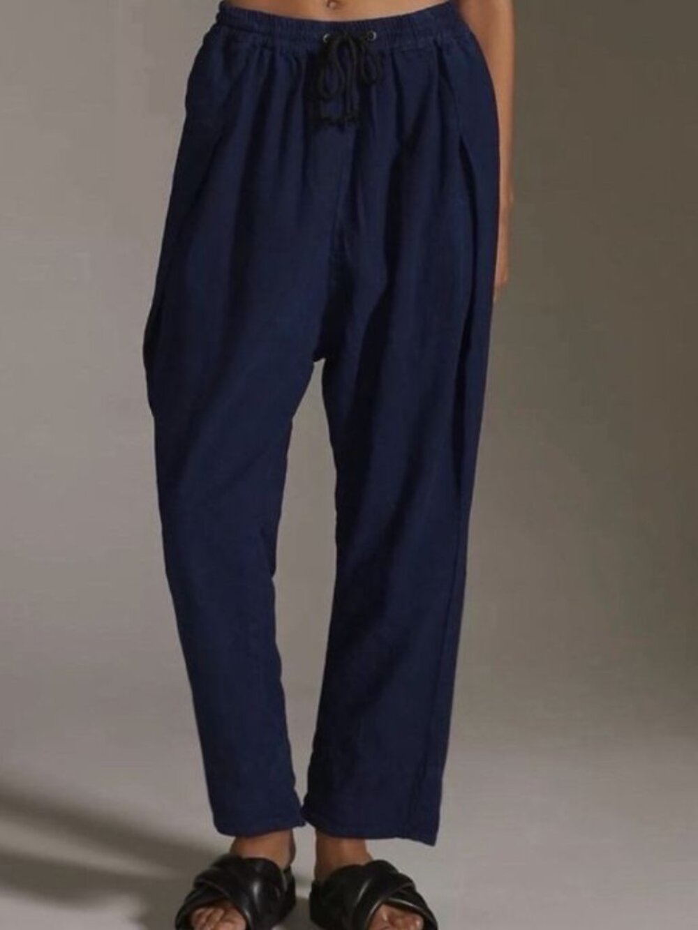 Pilcro Anthropologie Blue Drapey Harem Pants Size M Linen Blend Beach Boho
